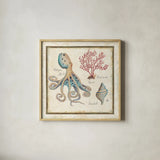 Oceanography I by Daphne Brissonnet. Shown in a natural wood glass frame for a timeless modern aesthetic. Available as an archival giclee rolled canvas, fine art paper, or poster print. SKU 14041a.