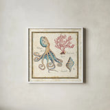 Oceanography I by Daphne Brissonnet. Shown in a crisp white glass frame for a clean and minimalist style. Available as an archival giclee rolled canvas, fine art paper, or poster print. SKU 14041a.