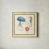 Oceanography III by Daphne Brissonnet. Shown in a natural wood glass frame for a timeless modern aesthetic. Available as an archival giclee rolled canvas, fine art paper, or poster print. SKU 14043a.