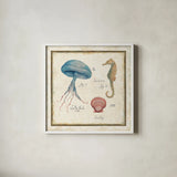 Oceanography III by Daphne Brissonnet. Shown in a crisp white glass frame for a clean and minimalist style. Available as an archival giclee rolled canvas, fine art paper, or poster print. SKU 14043a.
