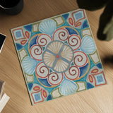 Oceanography Tile II by Daphne Brissonnet. Shown as a detailed flat fine art print, highlighting archival giclee quality. Available as an archival giclee rolled canvas, fine art paper, or poster print. SKU 105005a.