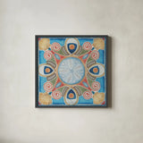 Oceanography Tile III by Daphne Brissonnet. Shown in a sleek black glass frame for a contemporary gallery look. Available as an archival giclee rolled canvas, fine art paper, or poster print. SKU 105006a.