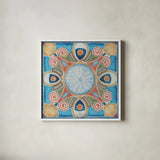 Oceanography Tile III by Daphne Brissonnet. Shown in a crisp white glass frame for a clean and minimalist style. Available as an archival giclee rolled canvas, fine art paper, or poster print. SKU 105006a.