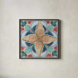 Oceanography Tile IV by Daphne Brissonnet. Shown in a sleek black glass frame for a contemporary gallery look. Available as an archival giclee rolled canvas, fine art paper, or poster print. SKU 105007a.