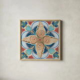 Oceanography Tile IV by Daphne Brissonnet. Shown in a natural wood glass frame for a timeless modern aesthetic. Available as an archival giclee rolled canvas, fine art paper, or poster print. SKU 105007a.
