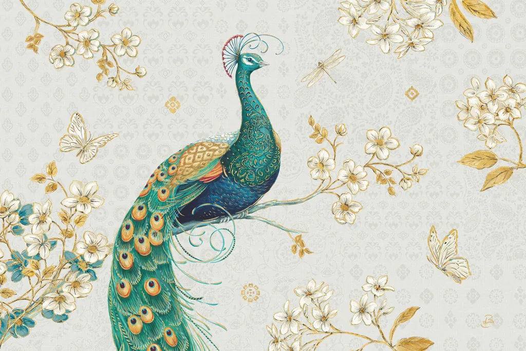 Ornate Peacock I by Daphne Brissonnet. SKU 21844i. Archival Giclee Fine art print for wall decor.