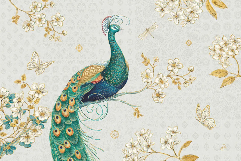 Ornate Peacock I by Daphne Brissonnet. SKU 21844i. Archival Giclee Fine art print for wall decor.