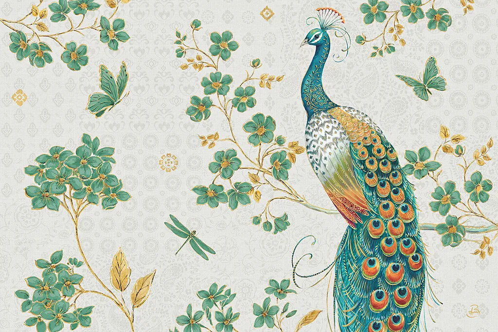 Ornate Peacock IV by Daphne Brissonnet. SKU 21845i. Archival Giclee Fine art print for wall decor.
