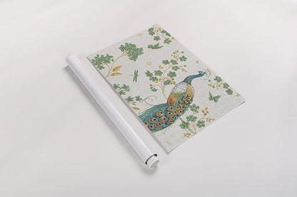 Ornate Peacock IV by Daphne Brissonnet. shown as a rolled paper print. Available as archival giclee rolled canvas, fine art paper, or poster print. SKU 21845i.