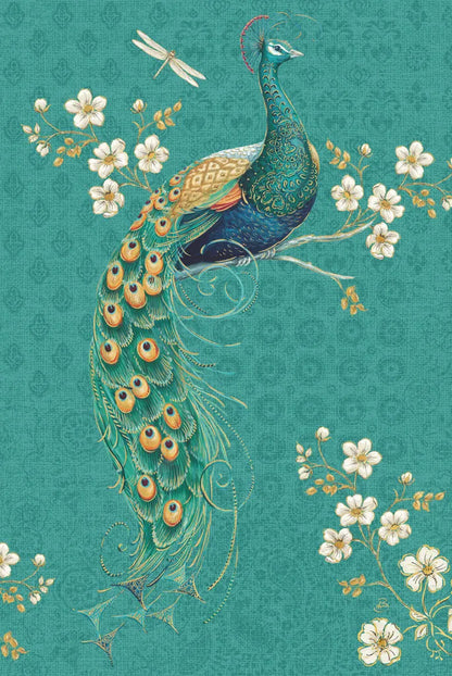 Ornate Peacock IXD by Daphne Brissonnet. SKU 21850h. Archival Giclee Fine art print for wall decor.
