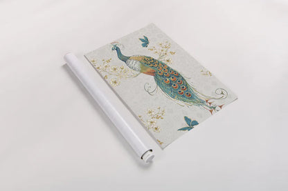 Ornate Peacock XA by Daphne Brissonnet. shown as a rolled paper print. Available as archival giclee rolled canvas, fine art paper, or poster print. SKU 28573h.