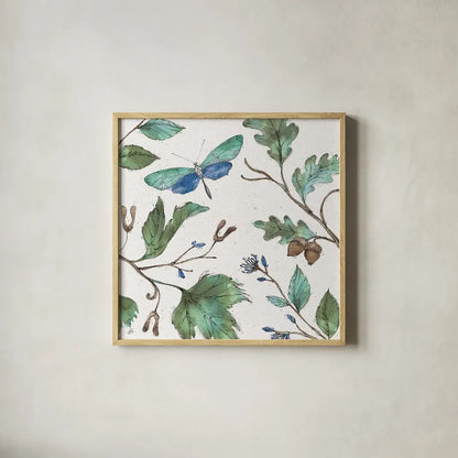 Outdoor Beauties I Color by Daphne Brissonnet. Shown in a natural wood glass frame for a timeless modern aesthetic. Available as an archival giclee rolled canvas, fine art paper, or poster print. SKU 54833a.