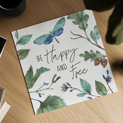 Outdoor Beauties I Color Be Happy and Free by Daphne Brissonnet. Shown as a detailed flat fine art print, highlighting archival giclee quality. Available as an archival giclee rolled canvas, fine art paper, or poster print. SKU 57351a.