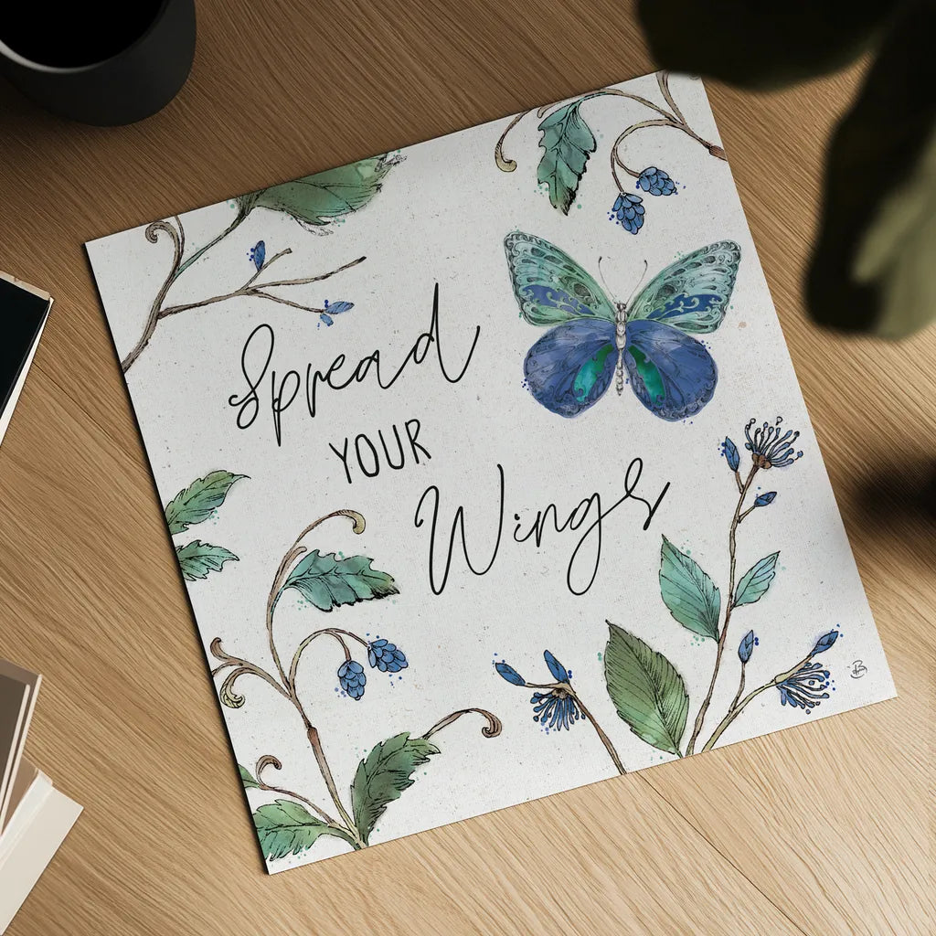 Outdoor Beauties II Color Spread Your Wings by Daphne Brissonnet. Shown as a detailed flat fine art print, highlighting archival giclee quality. Available as an archival giclee rolled canvas, fine art paper, or poster print. SKU 57352a.