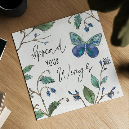 Outdoor Beauties II Color Spread Your Wings by Daphne Brissonnet. Shown as a detailed flat fine art print, highlighting archival giclee quality. Available as an archival giclee rolled canvas, fine art paper, or poster print. SKU 57352a.