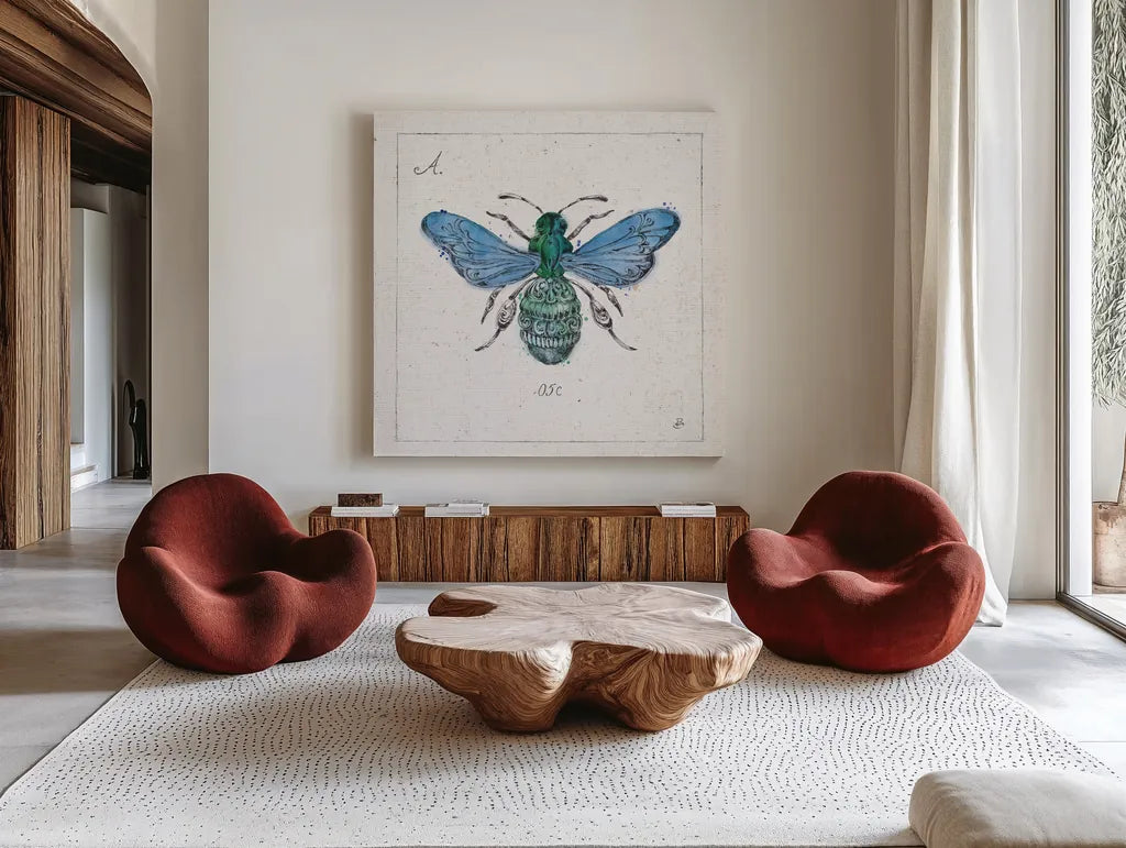 Outdoor Beauties VII Color by Daphne Brissonnet. Shown as extra-large giant wall art in a modern living room. Available as an archival giclee rolled canvas, fine art paper, or poster print. SKU 54839a.