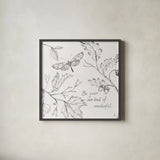 Outdoor Beauties Words I by Daphne Brissonnet. Shown in a sleek black glass frame for a contemporary gallery look. Available as an archival giclee rolled canvas, fine art paper, or poster print. SKU 101077a.