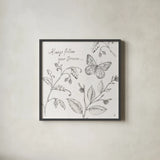 Outdoor Beauties Words II by Daphne Brissonnet. Shown in a sleek black glass frame for a contemporary gallery look. Available as an archival giclee rolled canvas, fine art paper, or poster print. SKU 101078a.
