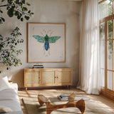 Outdoor Beauties X Color by Daphne Brissonnet. Shown in a natural wood frame in a cozy modern living room. Available as an archival giclee rolled canvas, fine art paper, or poster print. SKU 54842a.