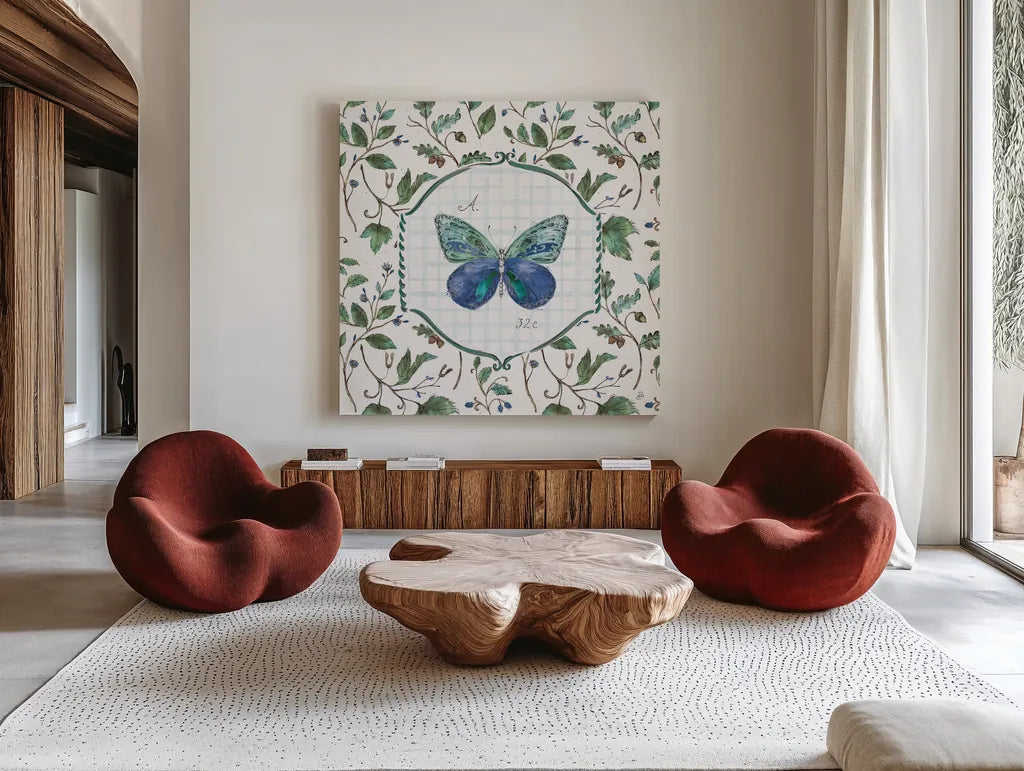 Outdoor Beauties XII Color by Daphne Brissonnet. Shown as extra-large giant wall art in a modern living room. Available as an archival giclee rolled canvas, fine art paper, or poster print. SKU 58517a.