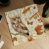 Owl Lodge I by Daphne Brissonnet. Shown as a detailed flat fine art print, highlighting archival giclee quality. Available as an archival giclee rolled canvas, fine art paper, or poster print. SKU 15066a.