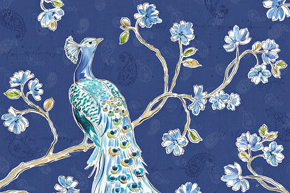 Peacock Allegory I Blue by Daphne Brissonnet. SKU 37504i. Archival Giclee Fine art print for wall decor.