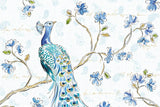 Peacock Allegory I White by Daphne Brissonnet. SKU 37508i. Archival Giclee Fine art print for wall decor.