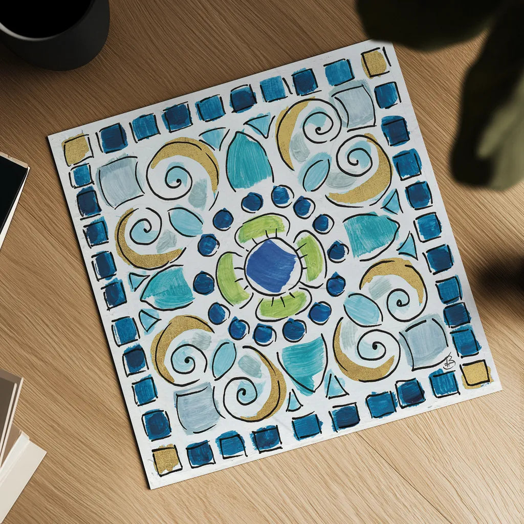 Peacock Allegory V by Daphne Brissonnet. Shown as a detailed flat fine art print, highlighting archival giclee quality. Available as an archival giclee rolled canvas, fine art paper, or poster print. SKU 37512a.