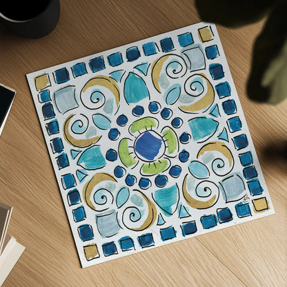 Peacock Allegory V by Daphne Brissonnet. Shown as a detailed flat fine art print, highlighting archival giclee quality. Available as an archival giclee rolled canvas, fine art paper, or poster print. SKU 37512a.