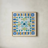 Peacock Allegory VI by Daphne Brissonnet. Shown in a natural wood glass frame for a timeless modern aesthetic. Available as an archival giclee rolled canvas, fine art paper, or poster print. SKU 37513a.