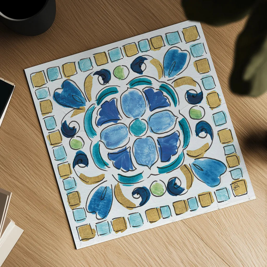 Peacock Allegory VII by Daphne Brissonnet. Shown as a detailed flat fine art print, highlighting archival giclee quality. Available as an archival giclee rolled canvas, fine art paper, or poster print. SKU 37514a.