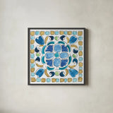 Peacock Allegory VII by Daphne Brissonnet. Shown in a sleek black glass frame for a contemporary gallery look. Available as an archival giclee rolled canvas, fine art paper, or poster print. SKU 37514a.