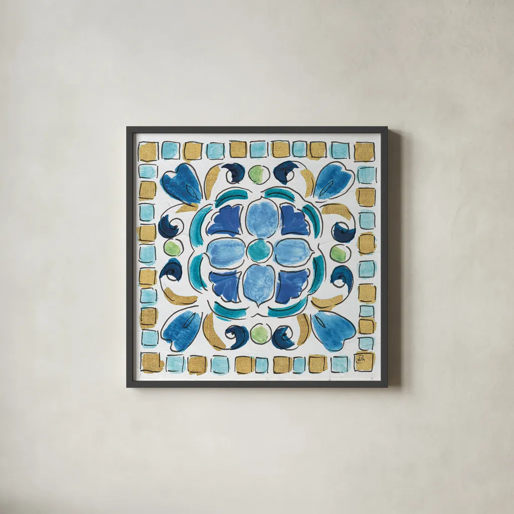 Peacock Allegory VII by Daphne Brissonnet. Shown in a sleek black glass frame for a contemporary gallery look. Available as an archival giclee rolled canvas, fine art paper, or poster print. SKU 37514a.