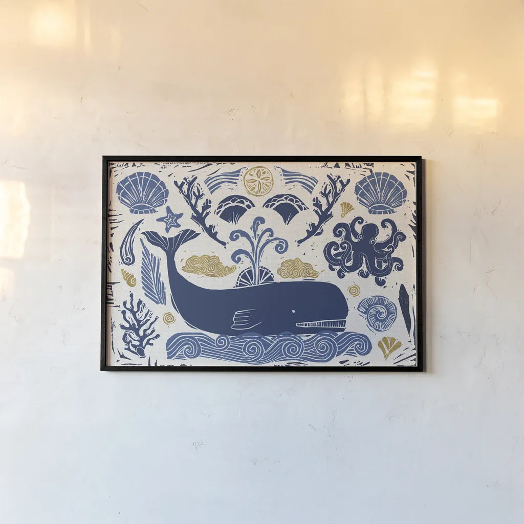 Primitive Sea I by Daphne Brissonnet. shown as a paper print in a black flame. Available as a archival giclee rolled canvas, fine art paper, or poster print. SKU 63854i.