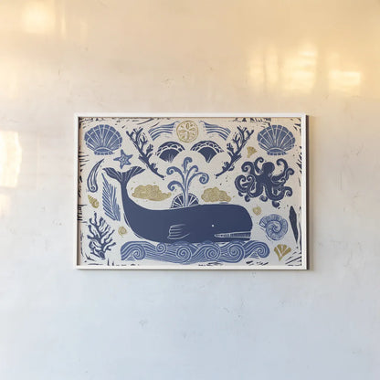 Primitive Sea I by Daphne Brissonnet. shown as a paper print in a white frame. Available as a archival giclee rolled canvas, fine art paper, or poster print. SKU 63854i.