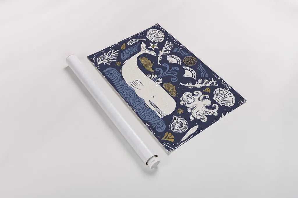 Primitive Sea I Dark by Daphne Brissonnet. shown as a rolled paper print. Available as archival giclee rolled canvas, fine art paper, or poster print. SKU 63862i.