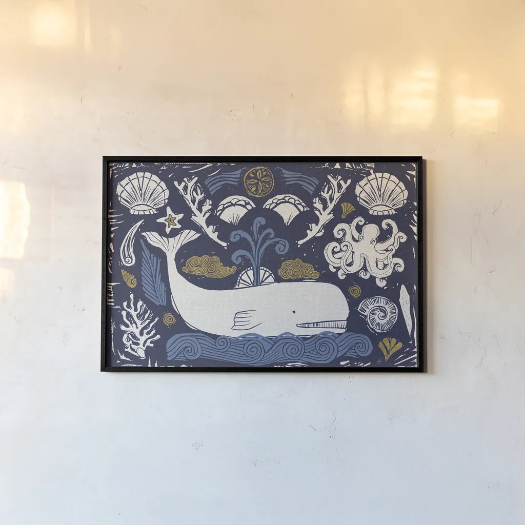 Primitive Sea I Dark by Daphne Brissonnet. shown as a paper print in a black flame. Available as a archival giclee rolled canvas, fine art paper, or poster print. SKU 63862i.