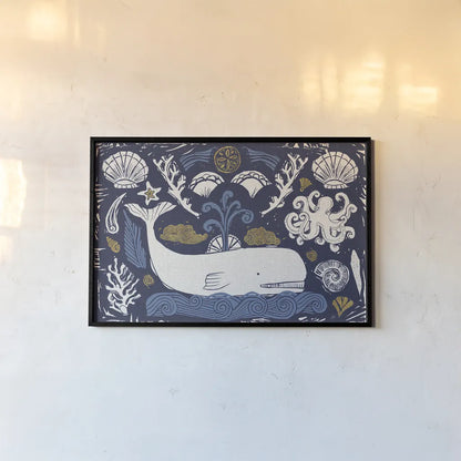 Primitive Sea I Dark by Daphne Brissonnet. shown as a paper print in a black flame. Available as a archival giclee rolled canvas, fine art paper, or poster print. SKU 63862i.