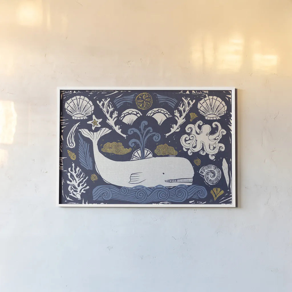 Primitive Sea I Dark by Daphne Brissonnet. shown as a paper print in a white frame. Available as a archival giclee rolled canvas, fine art paper, or poster print. SKU 63862i.