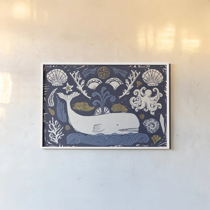 Primitive Sea I Dark by Daphne Brissonnet. shown as a paper print in a white frame. Available as a archival giclee rolled canvas, fine art paper, or poster print. SKU 63862i.