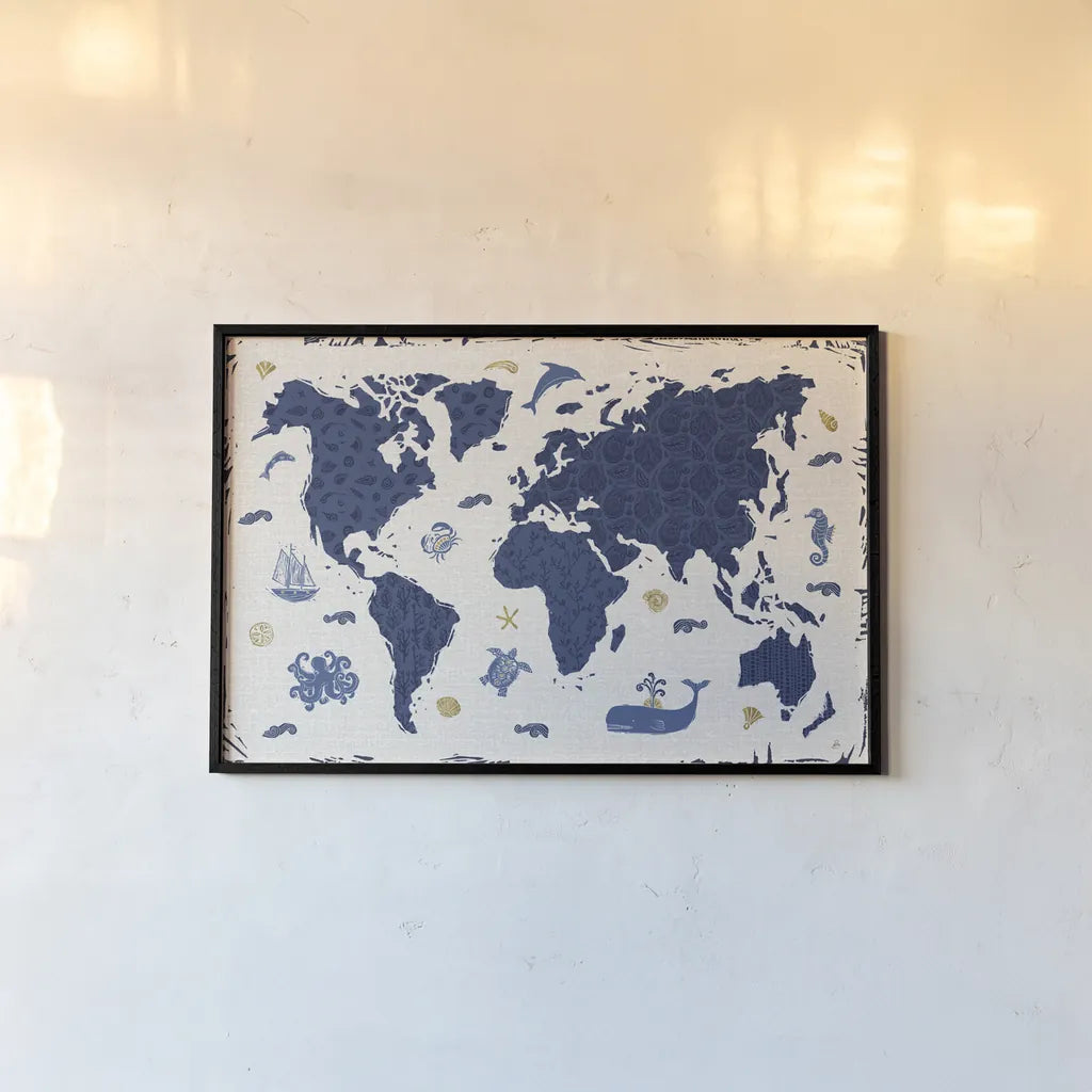 Primitive Sea II by Daphne Brissonnet. shown as a paper print in a black flame. Available as a archival giclee rolled canvas, fine art paper, or poster print. SKU 63855i.