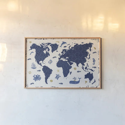 Primitive Sea II by Daphne Brissonnet. shown as a paper print in a natural frame. Available as a archival giclee rolled canvas, fine art paper, or poster print. SKU 63855i.