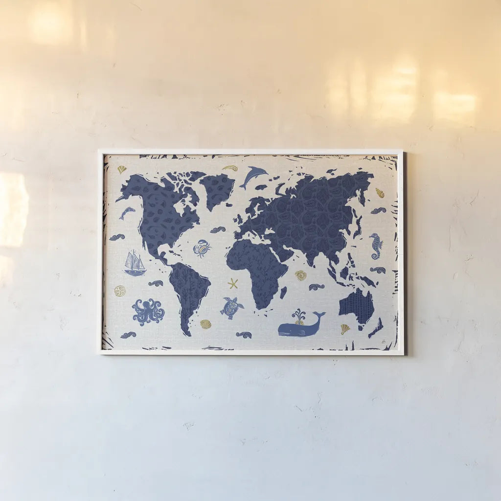 Primitive Sea II by Daphne Brissonnet. shown as a paper print in a white frame. Available as a archival giclee rolled canvas, fine art paper, or poster print. SKU 63855i.