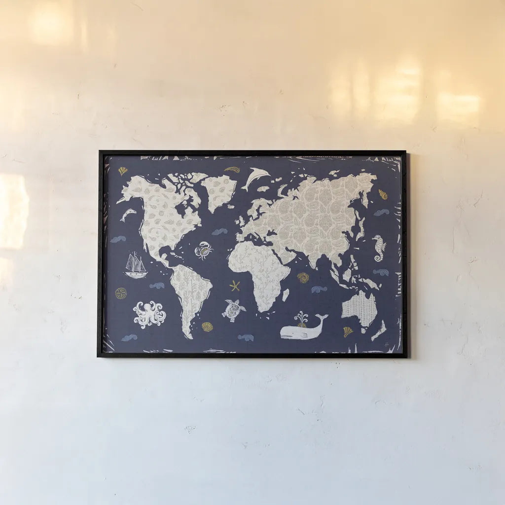 Primitive Sea II Dark by Daphne Brissonnet. shown as a paper print in a black flame. Available as a archival giclee rolled canvas, fine art paper, or poster print. SKU 63863i.