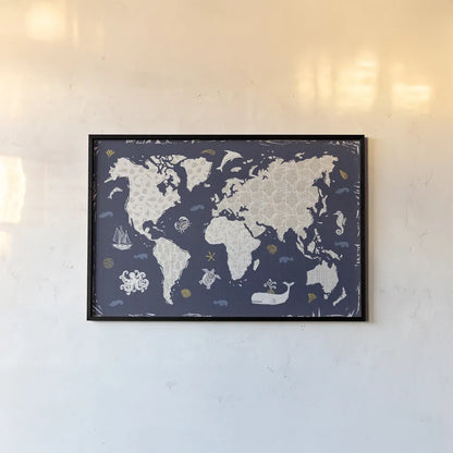 Primitive Sea II Dark by Daphne Brissonnet. shown as a paper print in a black flame. Available as a archival giclee rolled canvas, fine art paper, or poster print. SKU 63863i.