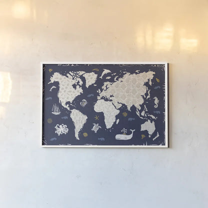 Primitive Sea II Dark by Daphne Brissonnet. shown as a paper print in a white frame. Available as a archival giclee rolled canvas, fine art paper, or poster print. SKU 63863i.