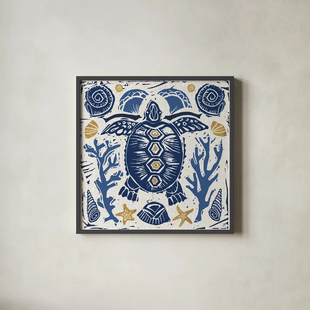 Primitive Sea III by Daphne Brissonnet. Shown in a sleek black glass frame for a contemporary gallery look. Available as an archival giclee rolled canvas, fine art paper, or poster print. SKU 63856a.