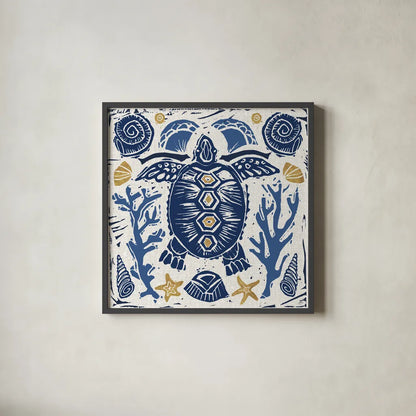 Primitive Sea III by Daphne Brissonnet. Shown in a sleek black glass frame for a contemporary gallery look. Available as an archival giclee rolled canvas, fine art paper, or poster print. SKU 63856a.