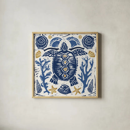 Primitive Sea III by Daphne Brissonnet. Shown in a natural wood glass frame for a timeless modern aesthetic. Available as an archival giclee rolled canvas, fine art paper, or poster print. SKU 63856a.