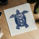 Primitive Sea III Navy by Daphne Brissonnet. Shown as a detailed flat fine art print, highlighting archival giclee quality. Available as an archival giclee rolled canvas, fine art paper, or poster print. SKU 65665a.